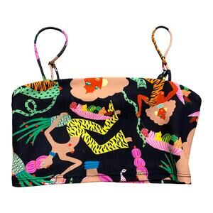 Zara Women in Art Miranda Makaroff Colorful Funky Cropped Tank Top Size Small